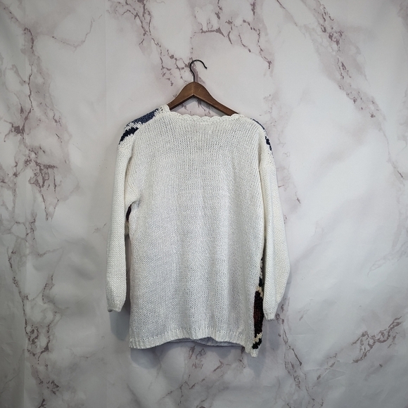 Vintage Sweater XL Womens Leaf Nature Grandmacore Crochet Granny 90s Knit - Picture 5 of 10